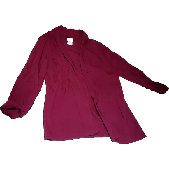 Maroon Open Front Knit Cardigan – Women’s Medium – Resort-Ready Swim Cover-Up - Picture 2 of 9